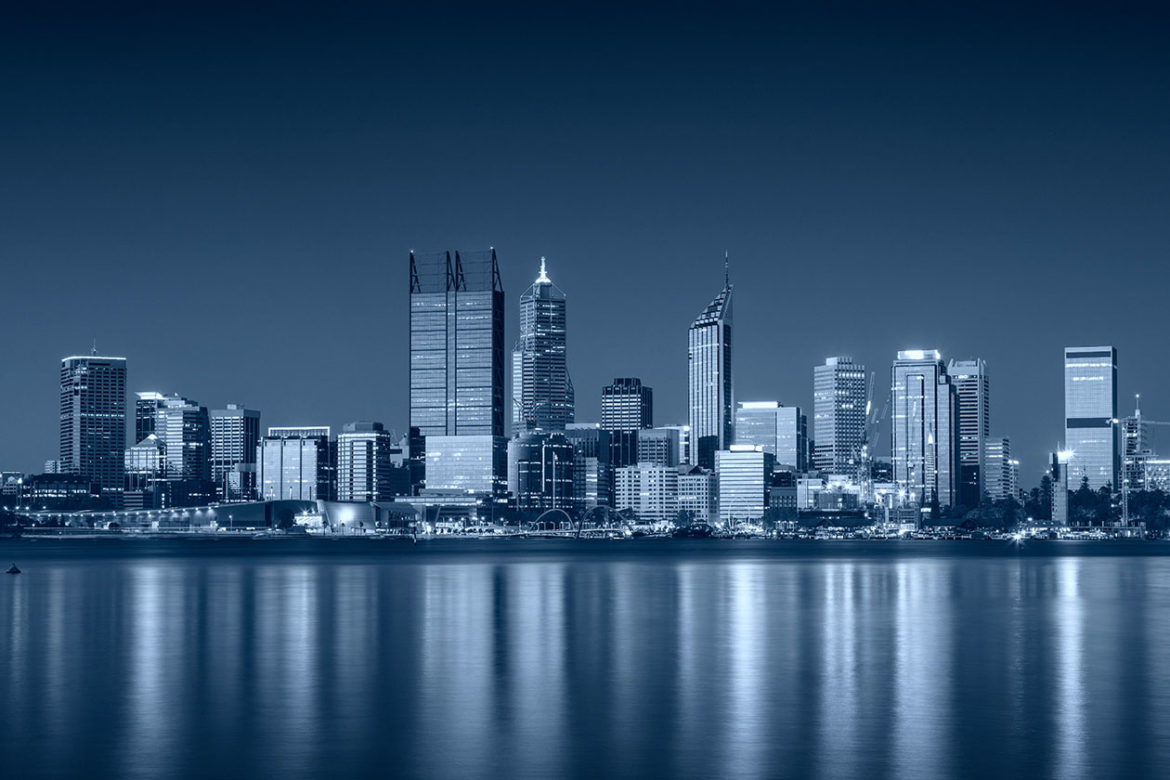A black and white landscape picture of Perth Western Australia taken by a business IT expert